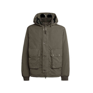 C.P. Company Chrome-R Goggle Bomber Jacket in Olive Night- Green