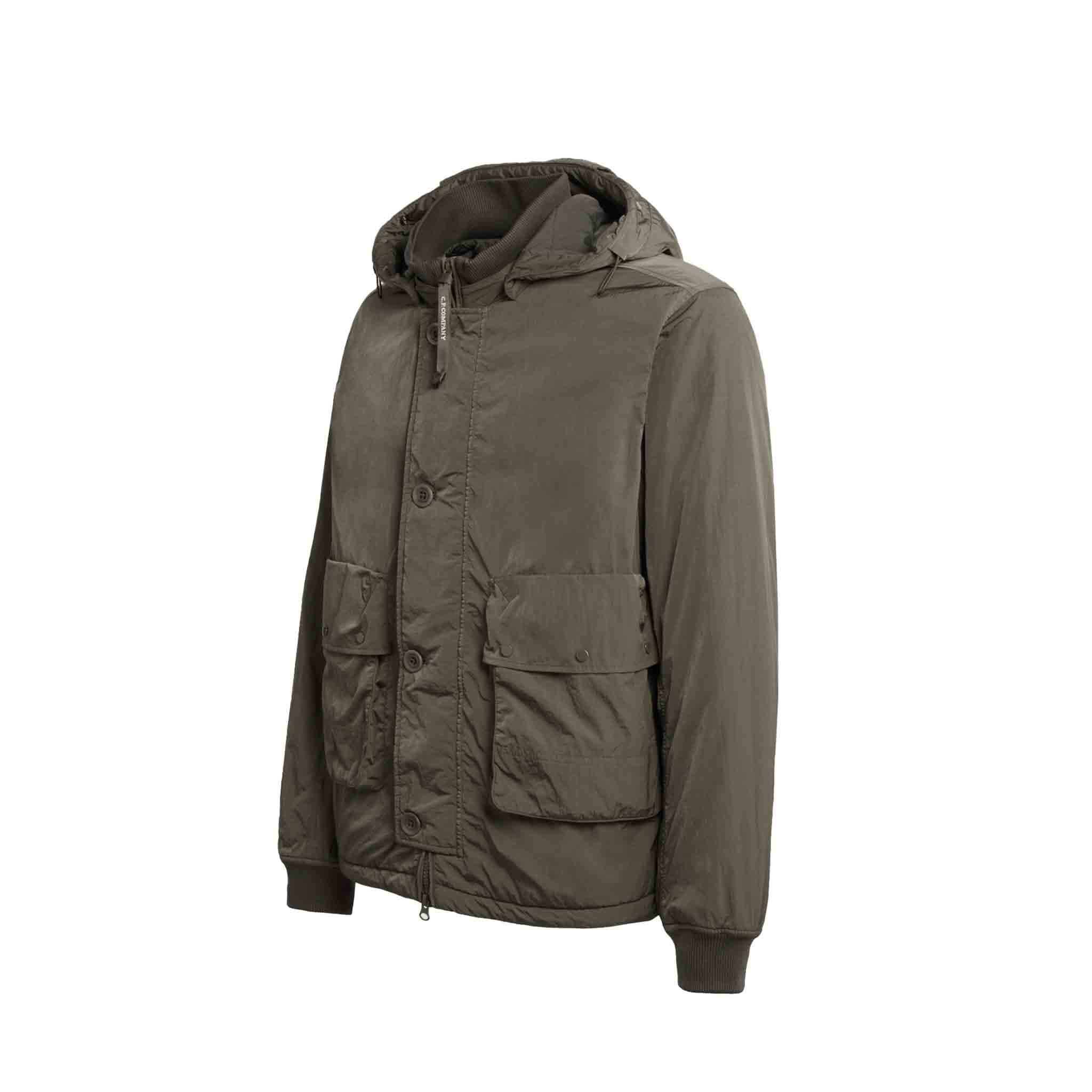 C.P. Company Chrome-R Goggle Bomber Jacket in Olive Night- Green