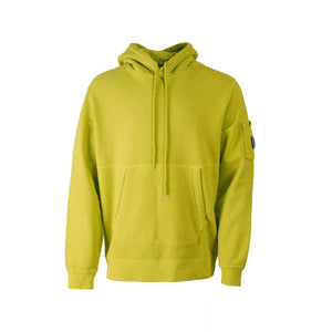 C.P. Company Resist Dyed Hooded Sweatshirt in Lime Green