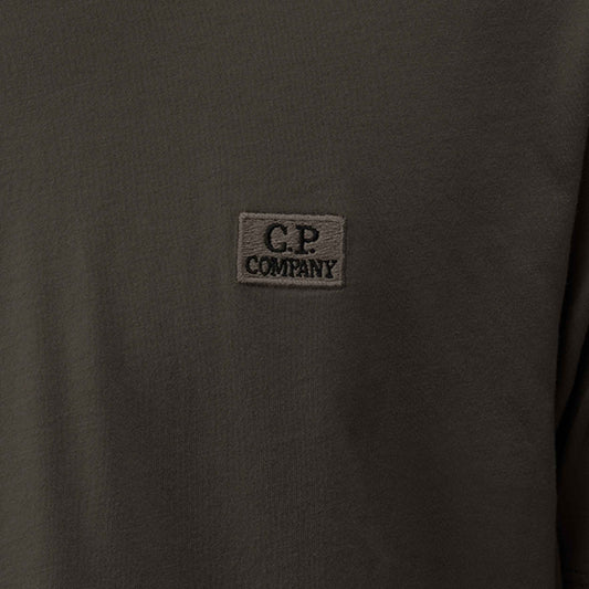 C.P. Company Mercerized Jersey Logo Patch T-shirt in Smoked Pearl- Grey