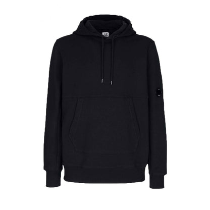 C.P. Company Diagonal Raised Fleece Lens Hooded Sweatshirt in Black