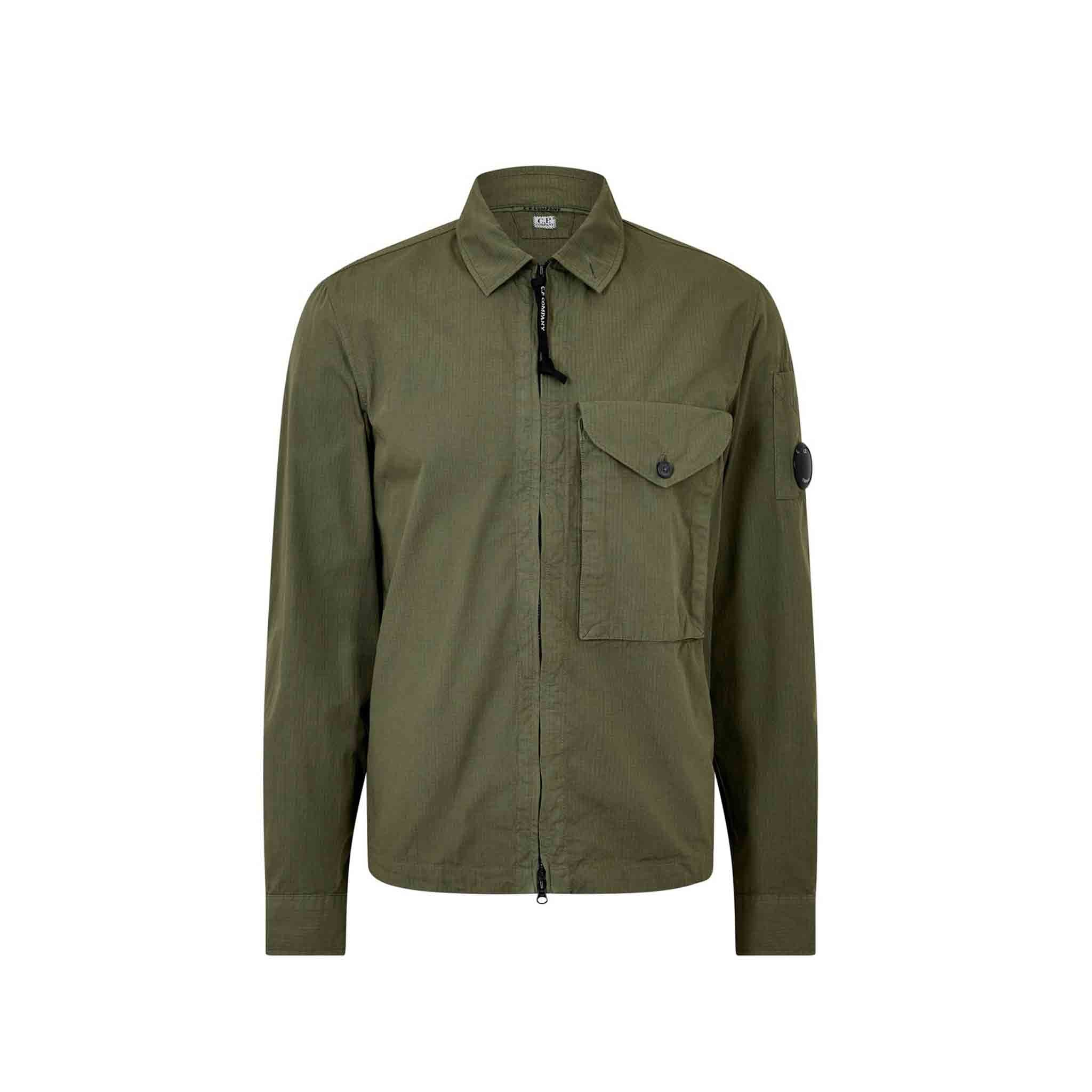C.P. Company Rip Stop Pocket Shirt in Bronze Green