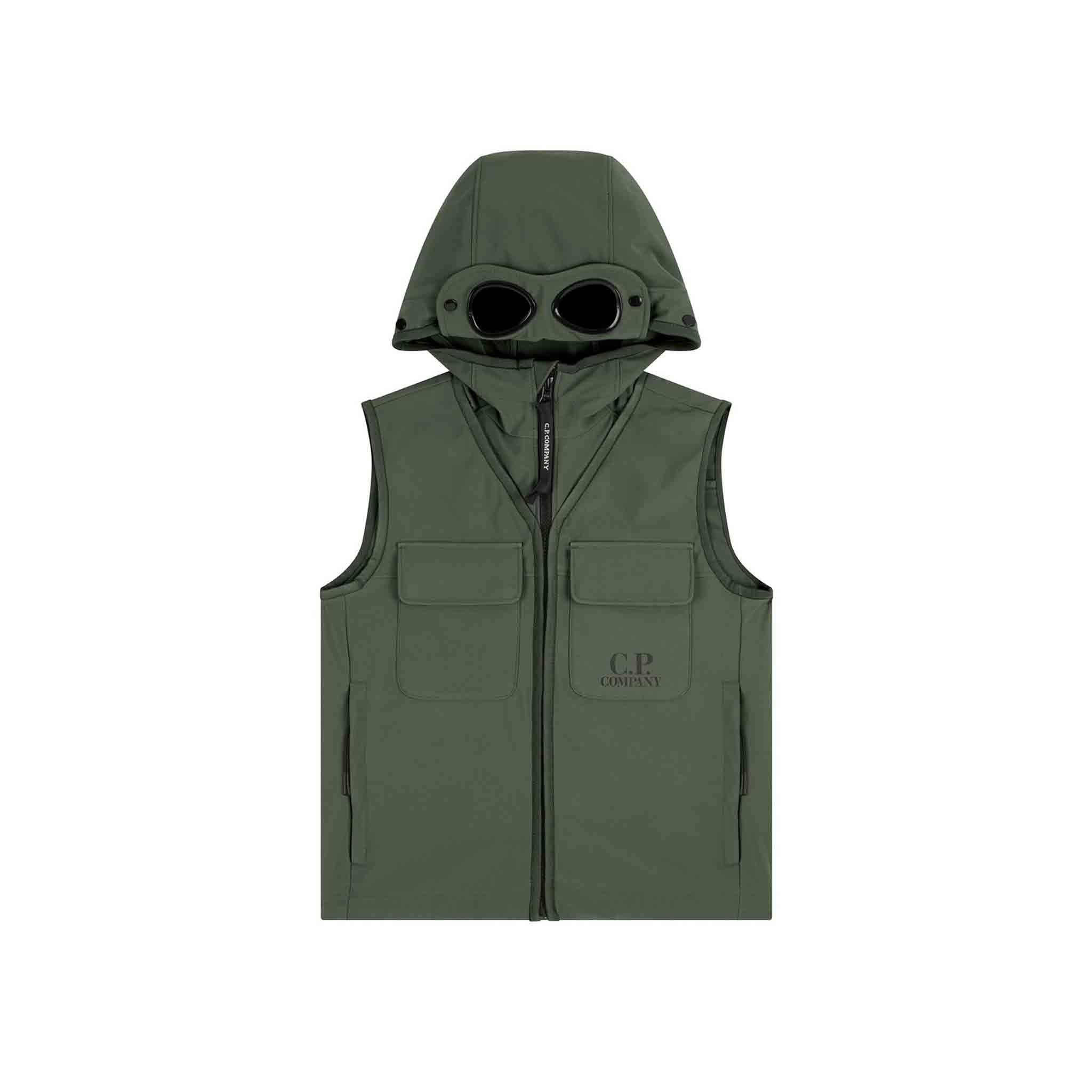 C.P. Company Undersixteen Shell-R Goggle Vest in Bronze Green