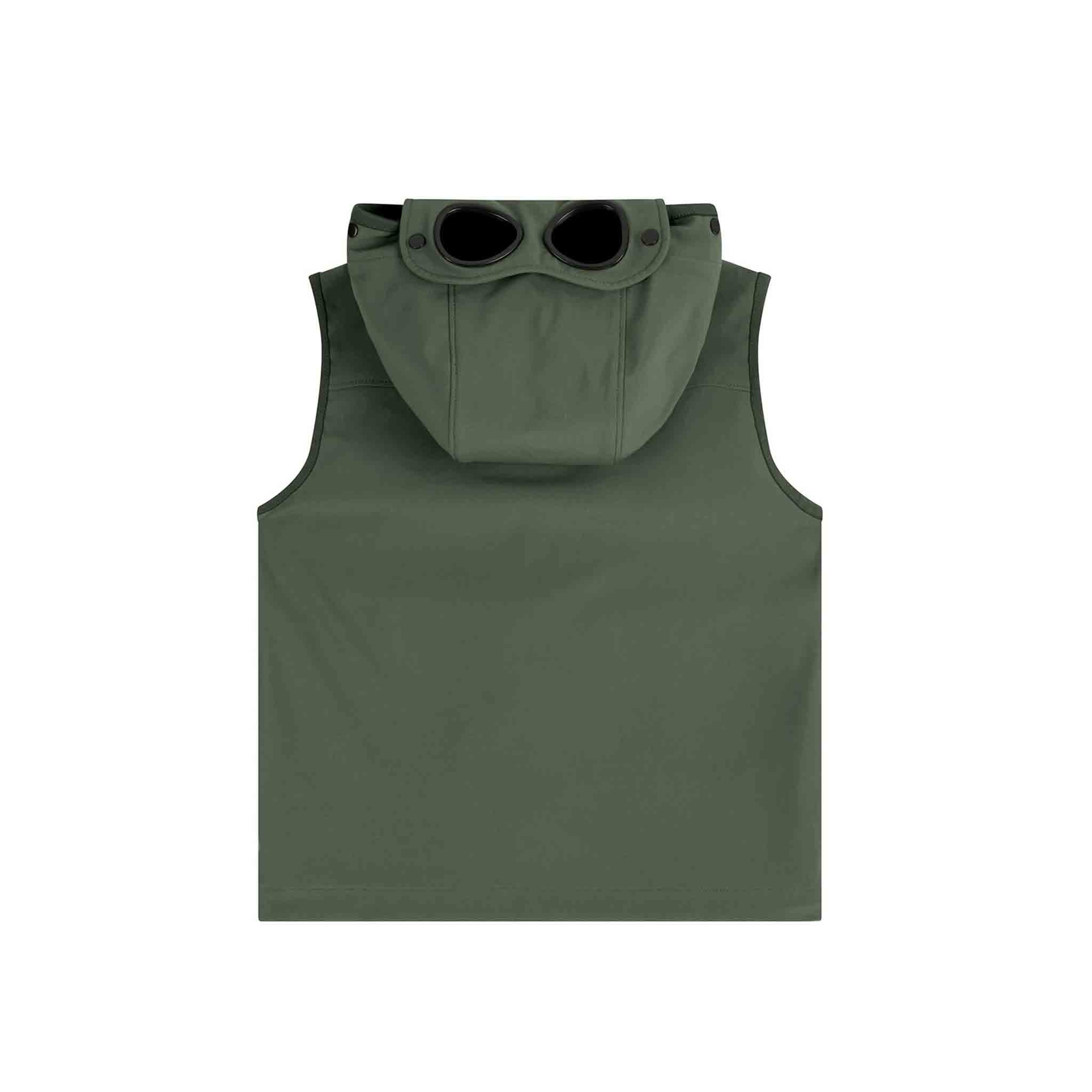C.P. Company Undersixteen Shell-R Goggle Vest in Bronze Green