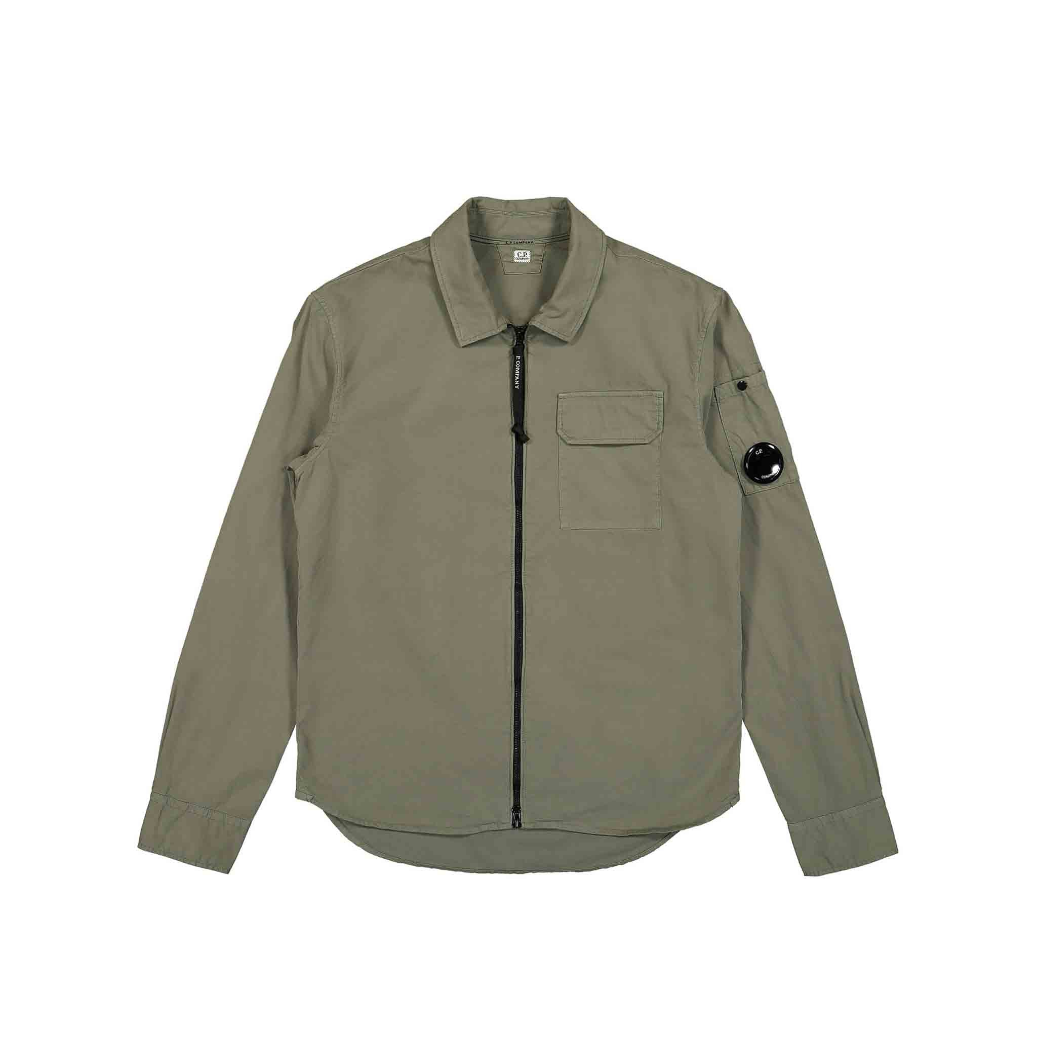 C.P. Company Undersixteen Gabardine Overshirt in Bronze Green
