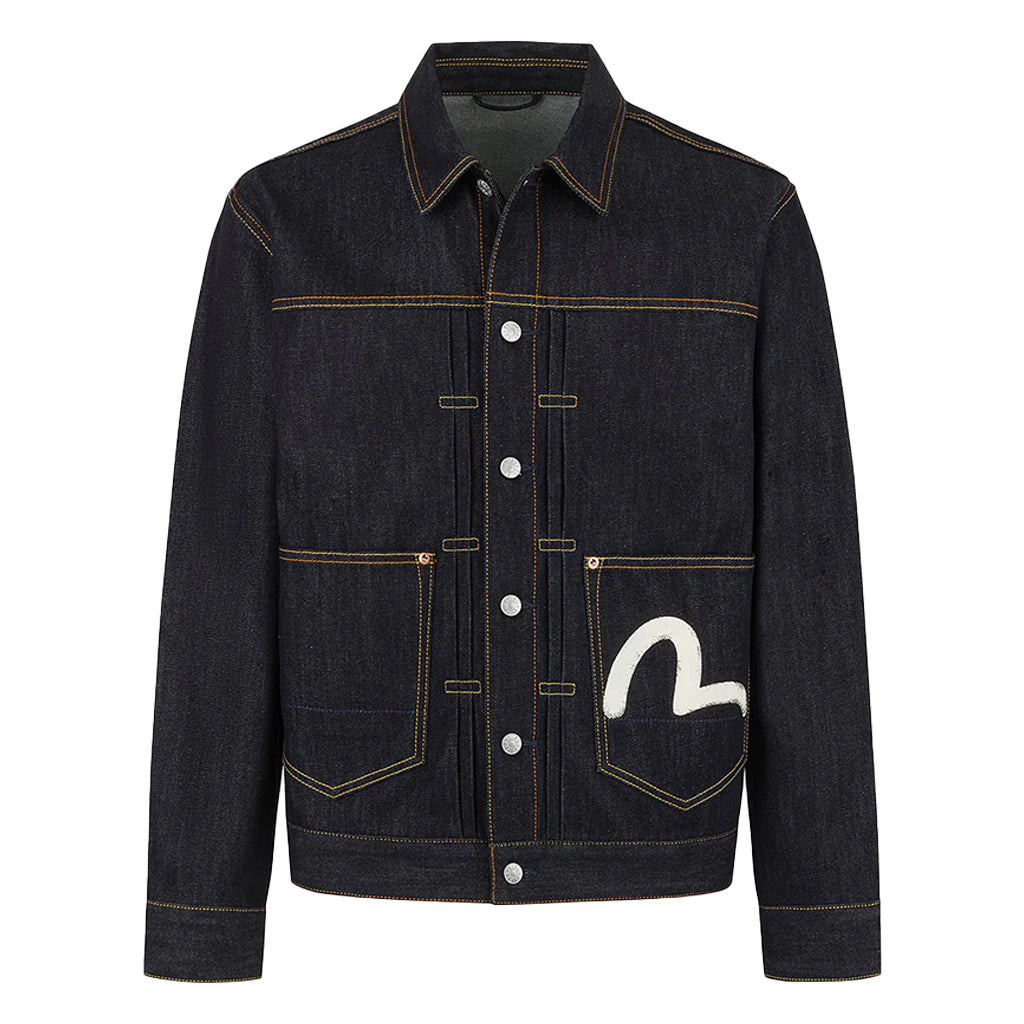 Evisu Ht, Ecru Seagull Printed Denim Jacket