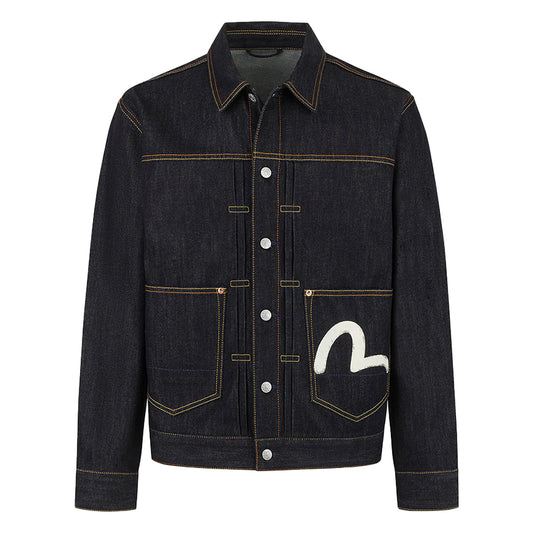 Evisu Ht, Ecru Seagull Printed Denim Jacket