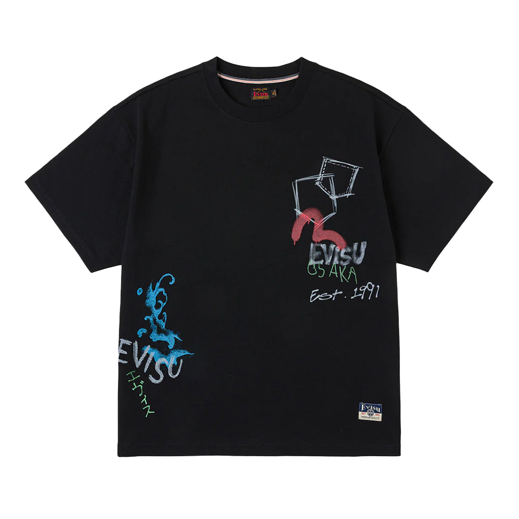Evisu Ht, Hand-Drawn Multi-Pocket & Daicock Printed Ss Tee