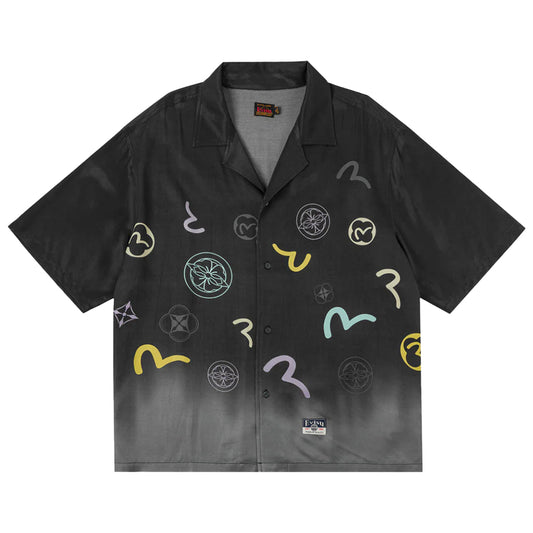 Evisu Ht, Seagull Dip Dye Effect Aop Ss Shirt