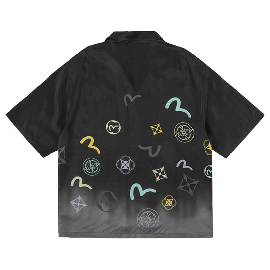 Evisu Ht, Seagull Dip Dye Effect Aop Ss Shirt