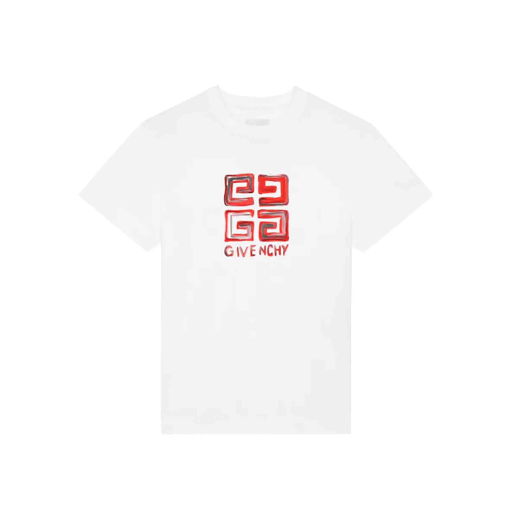 Givenchy 4G Multicolour Slim Fit T-Shirt in White