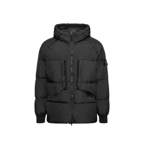Stone Island Garment Dyed Crinkle Reps Quilted Down Jacket in Black