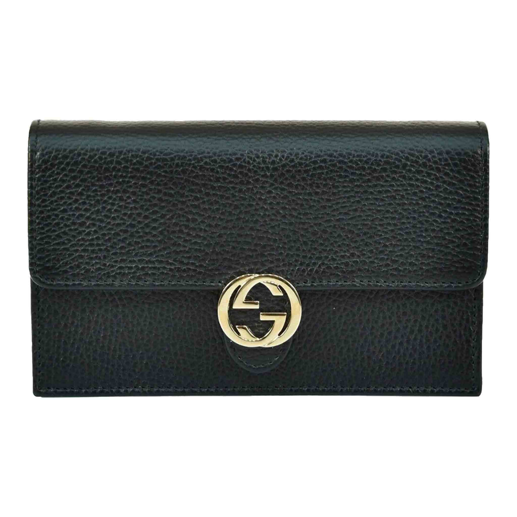 Gucci Logo Interlocking Calf Leather Small Bag in Black