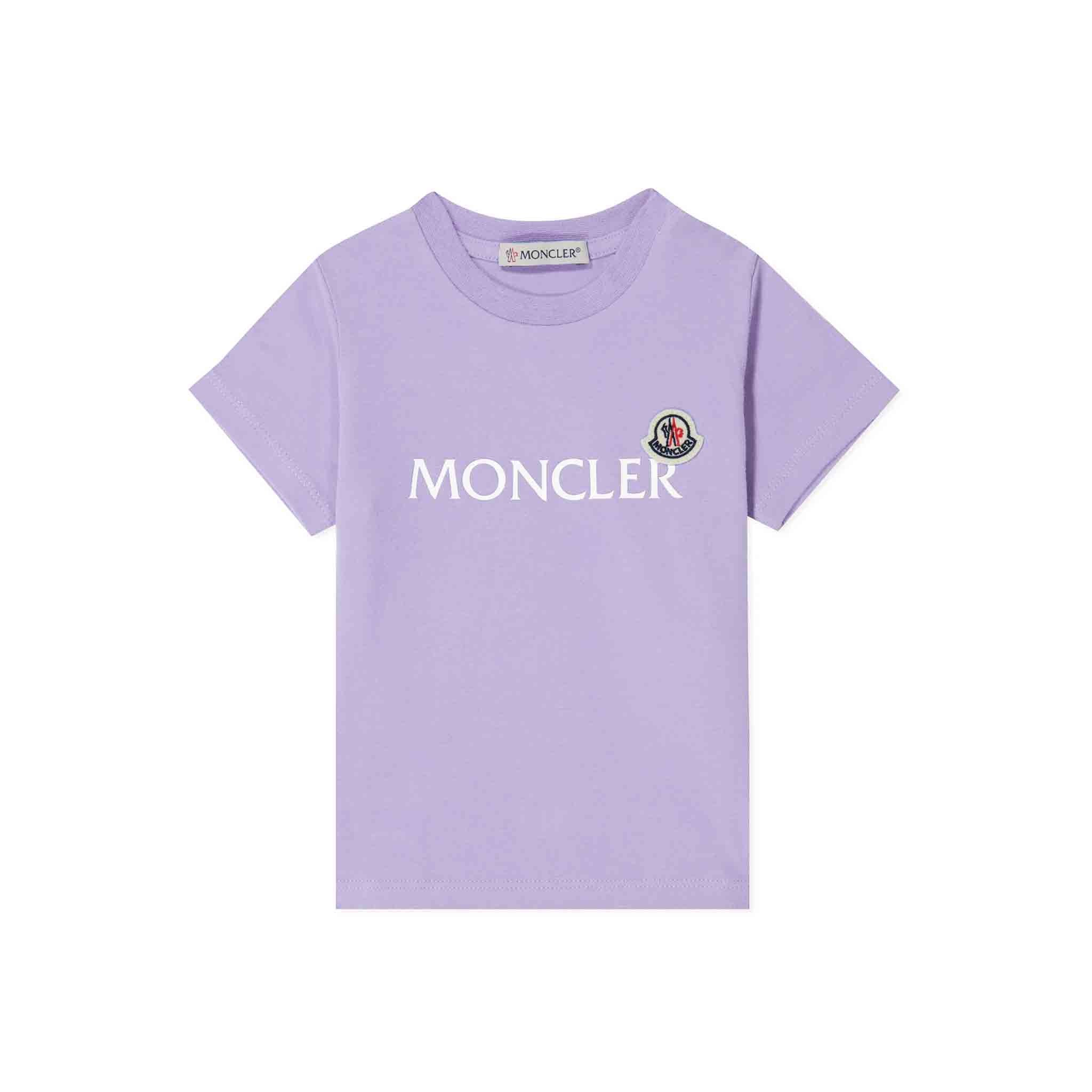 Moncler Enfant Felt Logo T-Shirt in Lilac