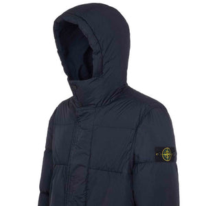 Stone Island Garment Dyed Crinkle Reps Quilted Down Coat in Navy