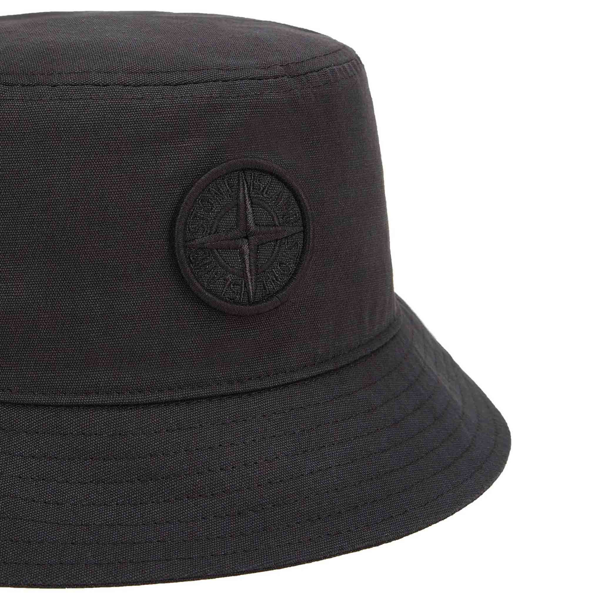 Stone Island Junior Logo Bucket Hat in Black