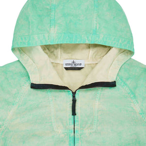Stone Island Junior Ripstop Cotton Canvas "Dust Colour" Hooded Jacket in Light Green