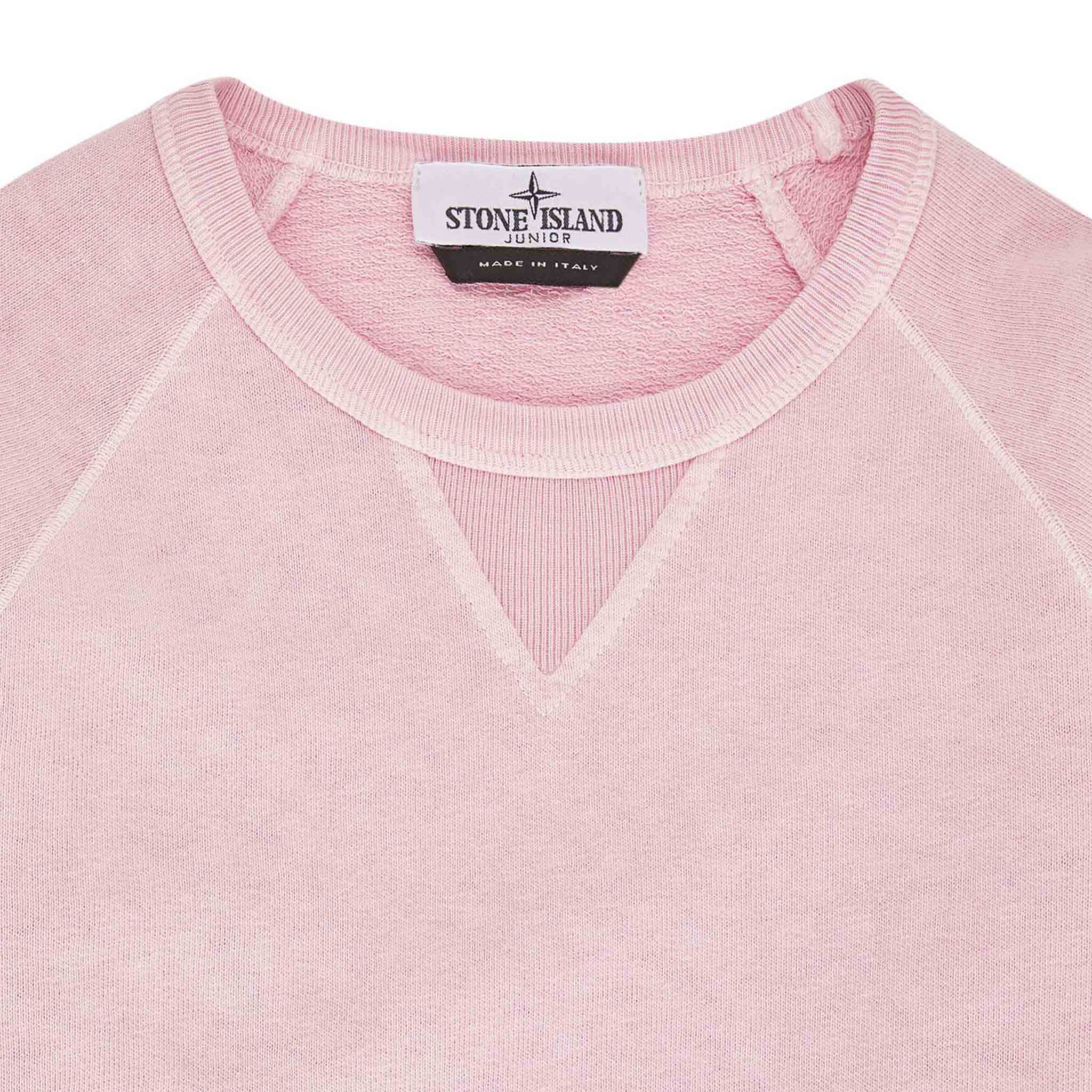 Stone Island Junior "Old Treatment" Crewneck Sweatshirt in Pink