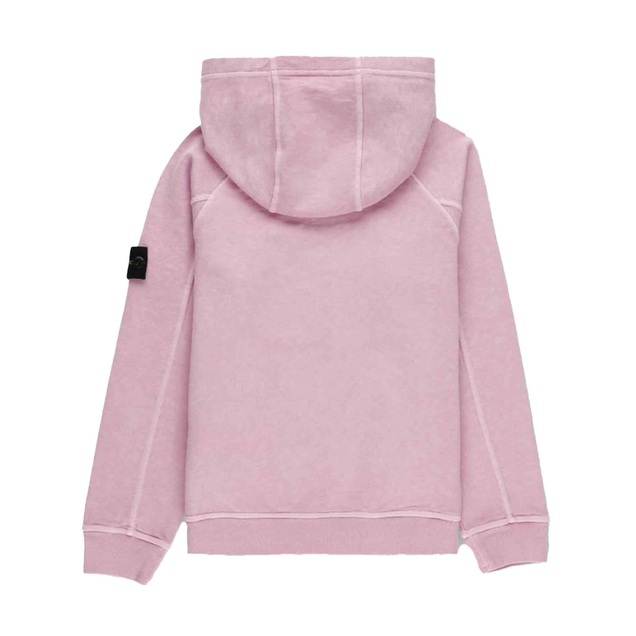 Stone Island Junior "Old Treatment" Hooded Sweatshirt in Pink