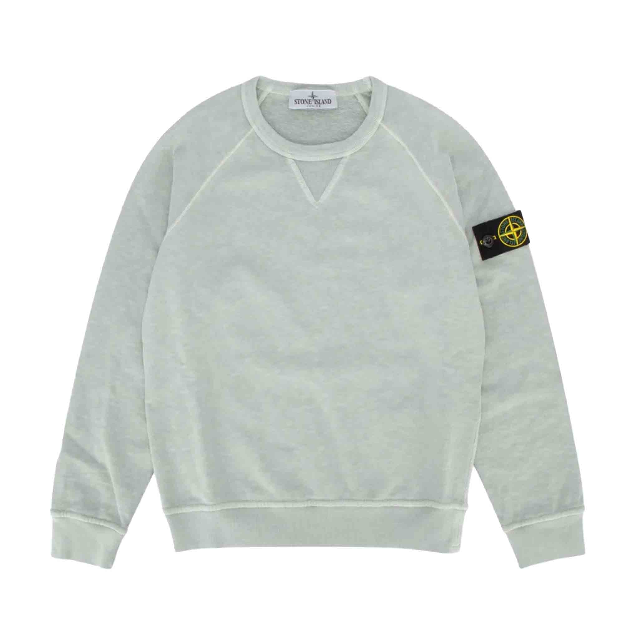 Stone Island Junior "Old Treatment" Crewneck Sweatshirt in Pearl Grey
