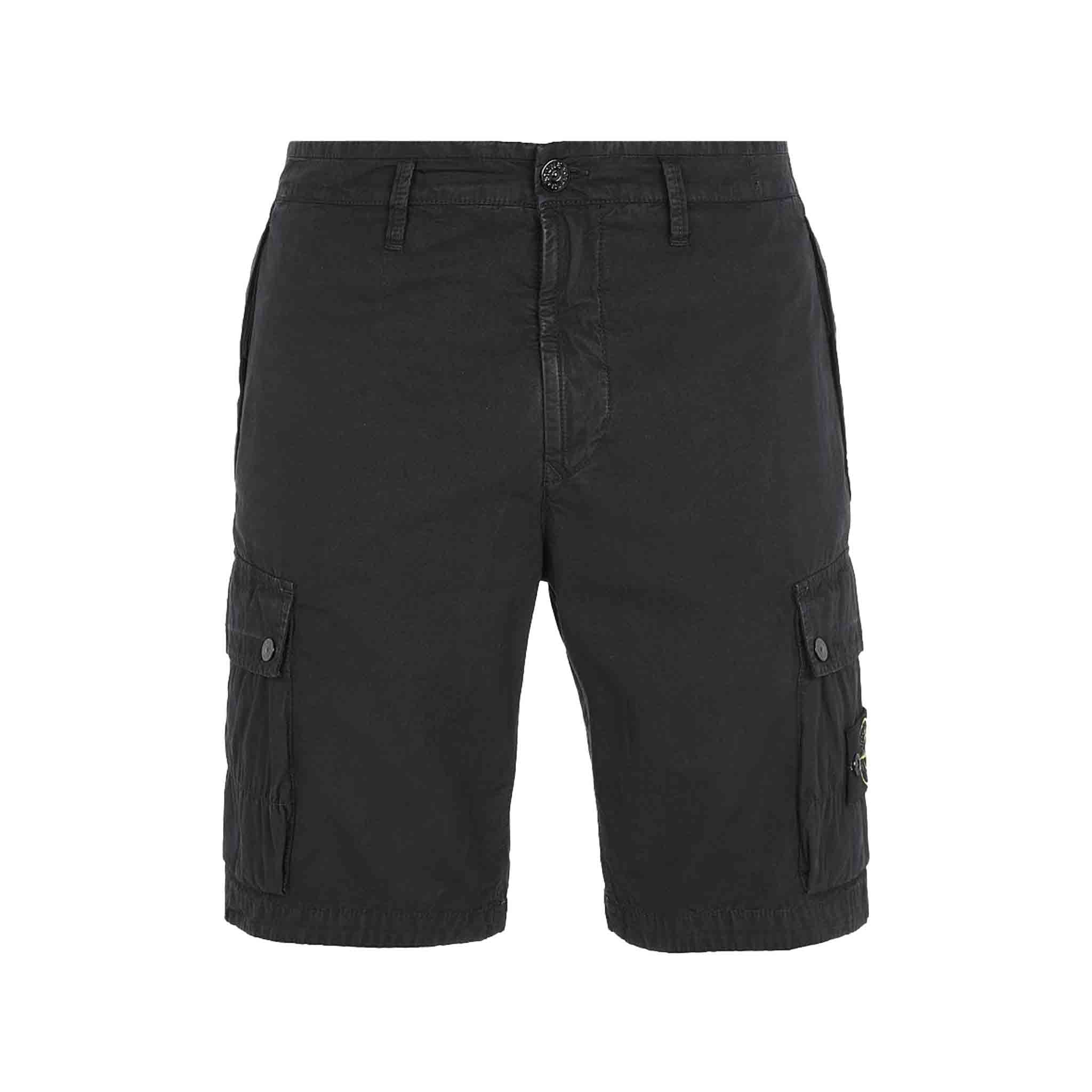 Stone Island Slim Fit Cargo Bermuda Shorts in Black