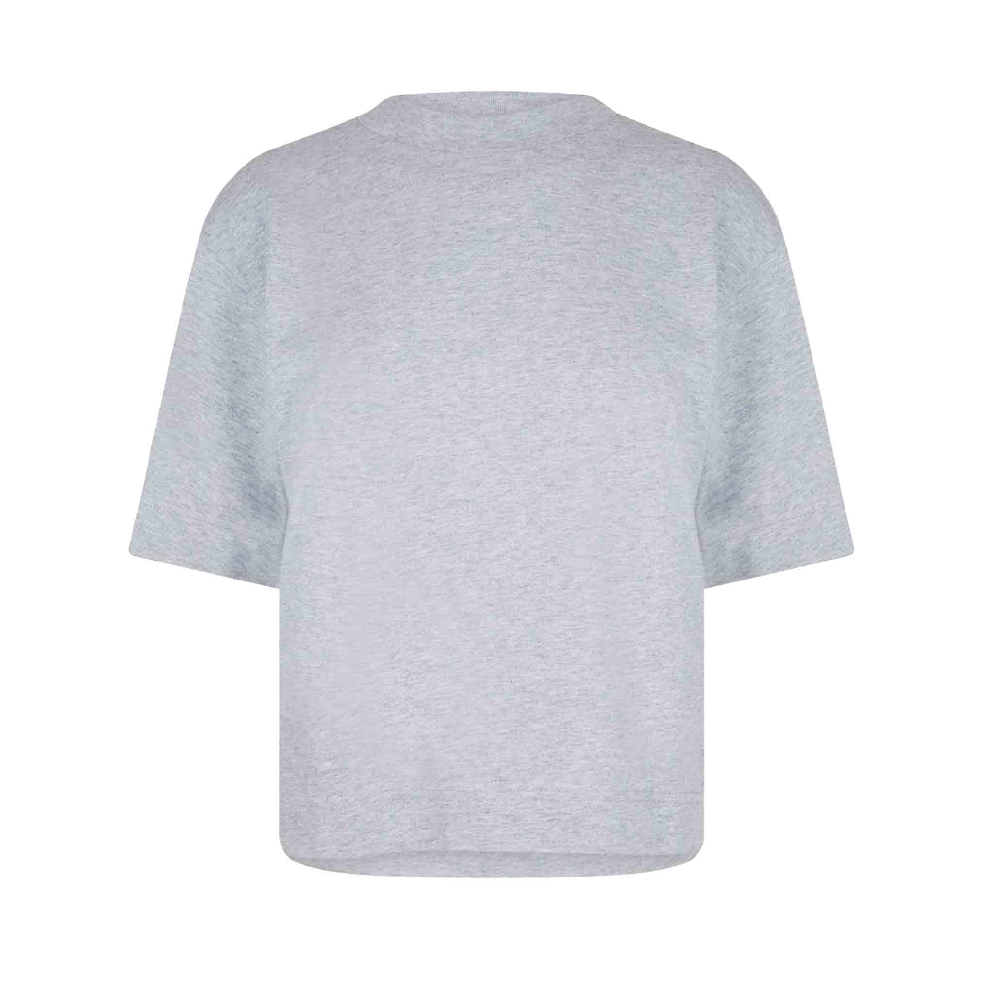 Moncler Ladies Cropped Tape T-Shirt in Light Grey