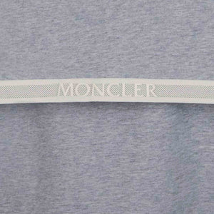 Moncler Ladies Cropped Tape T-Shirt in Light Grey