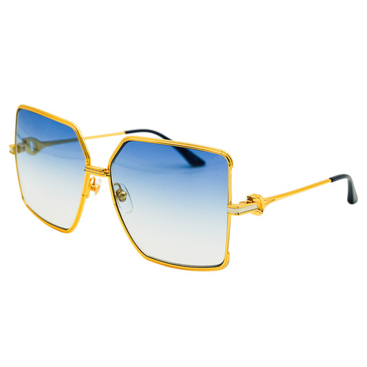 [Casablanca] Stainless Steel Square Sunglasses Gold Silver Midnight Blue Gradient