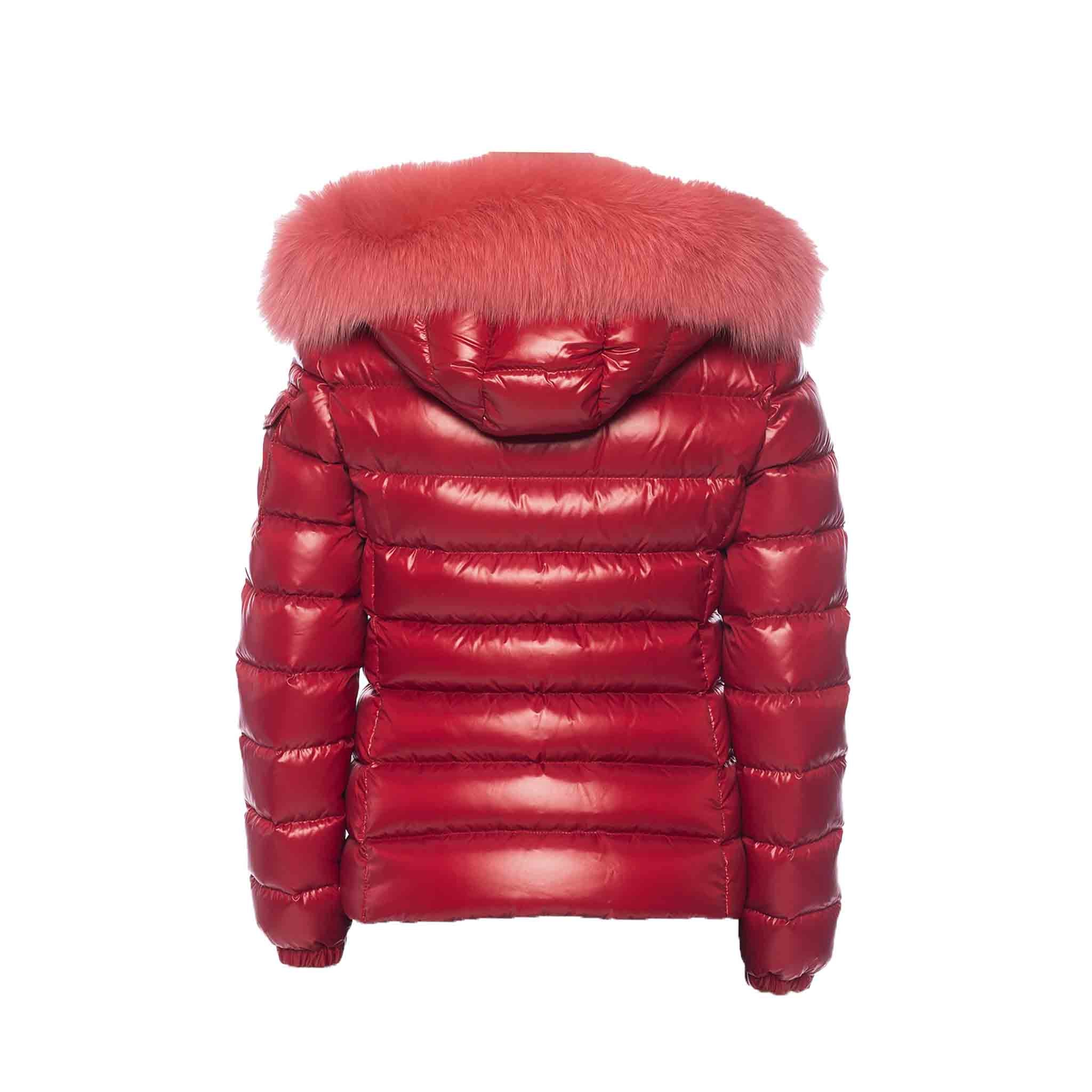 Womens red moncler store coat with fur hood