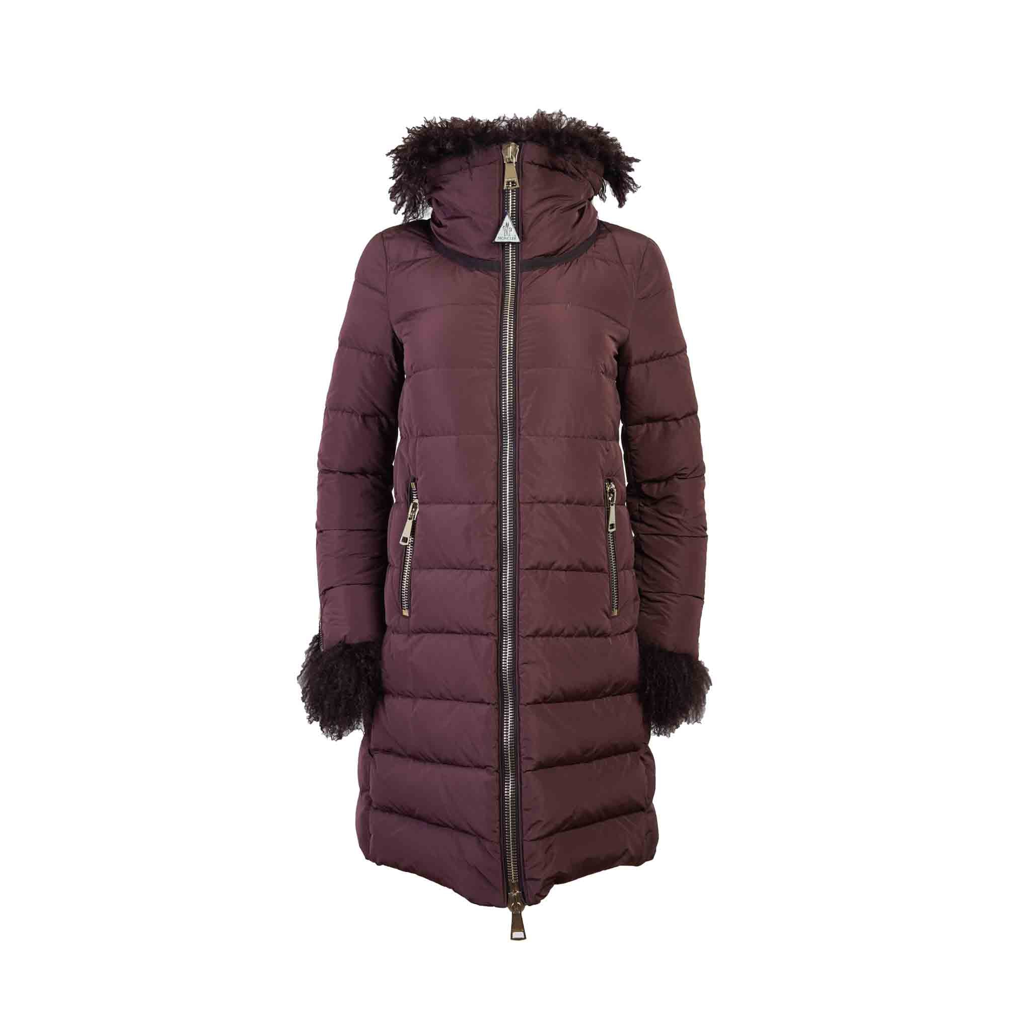 Moncler burgundy deals coat