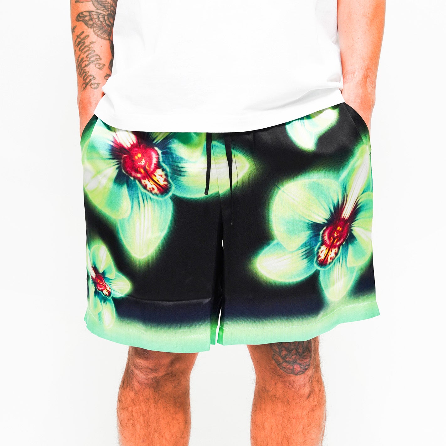 Casablanca Glitch Orchid Silk Shorts M-SS26-TR-399-03