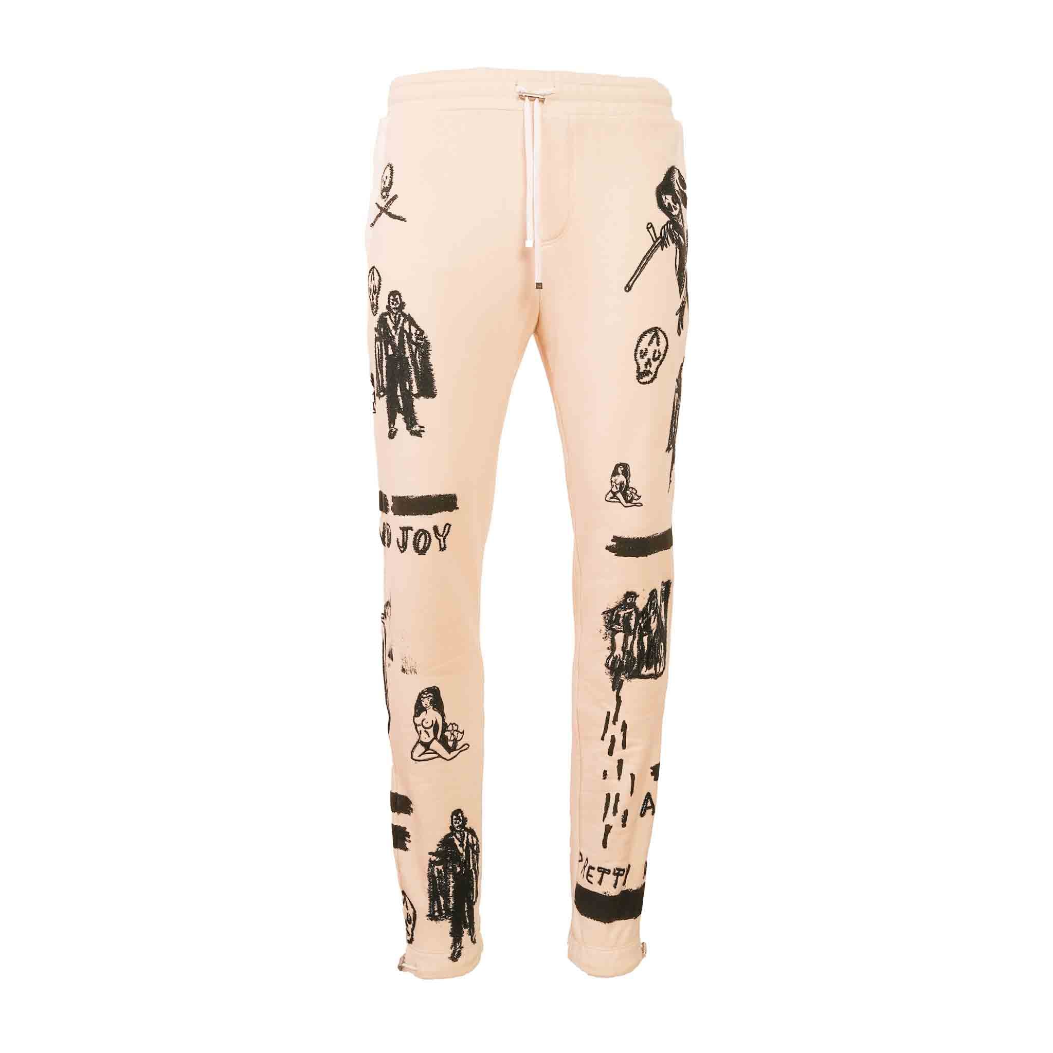 Amiri X Wes Lang Embroidered Sweatpants in Birch