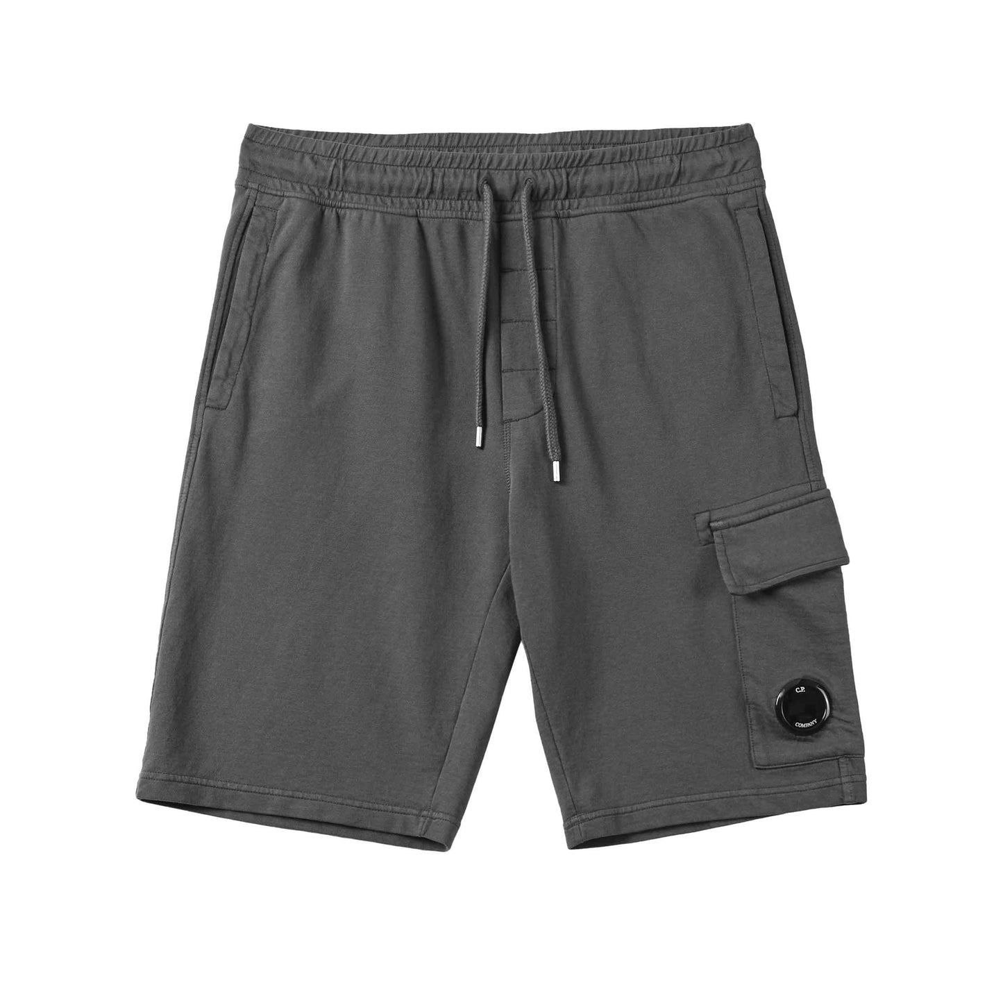 C.P. Company Light Fleece Lens Shorts in Smoked Pearl- Grey