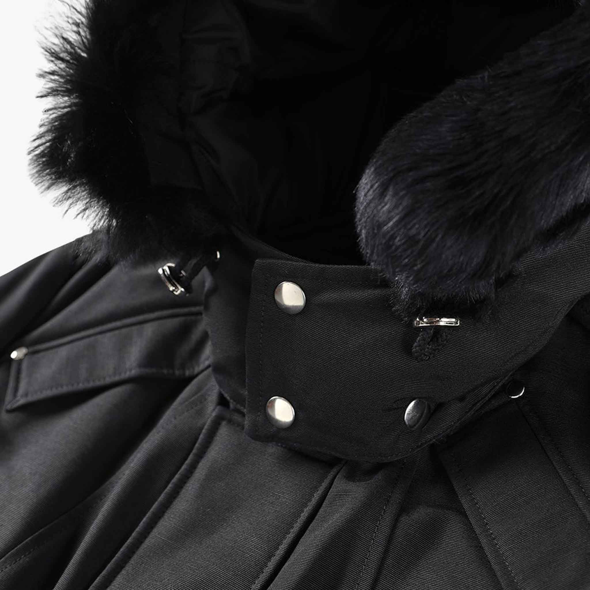 Moose Knuckles Mens Stirling Parka in Black/ Black Fur