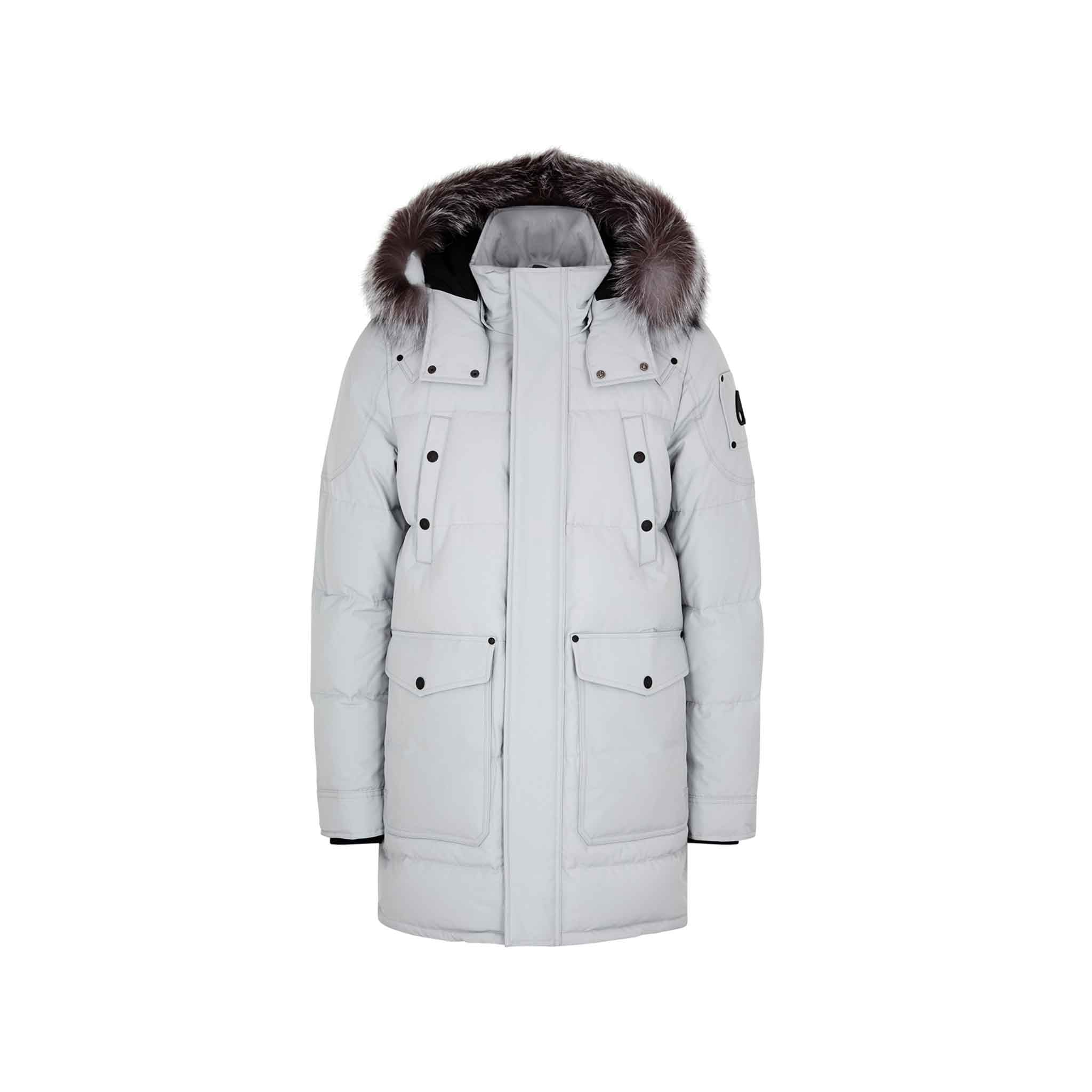 Moose Knuckles Womens Causapscal Parka in Grey Birch/ Frost Fur