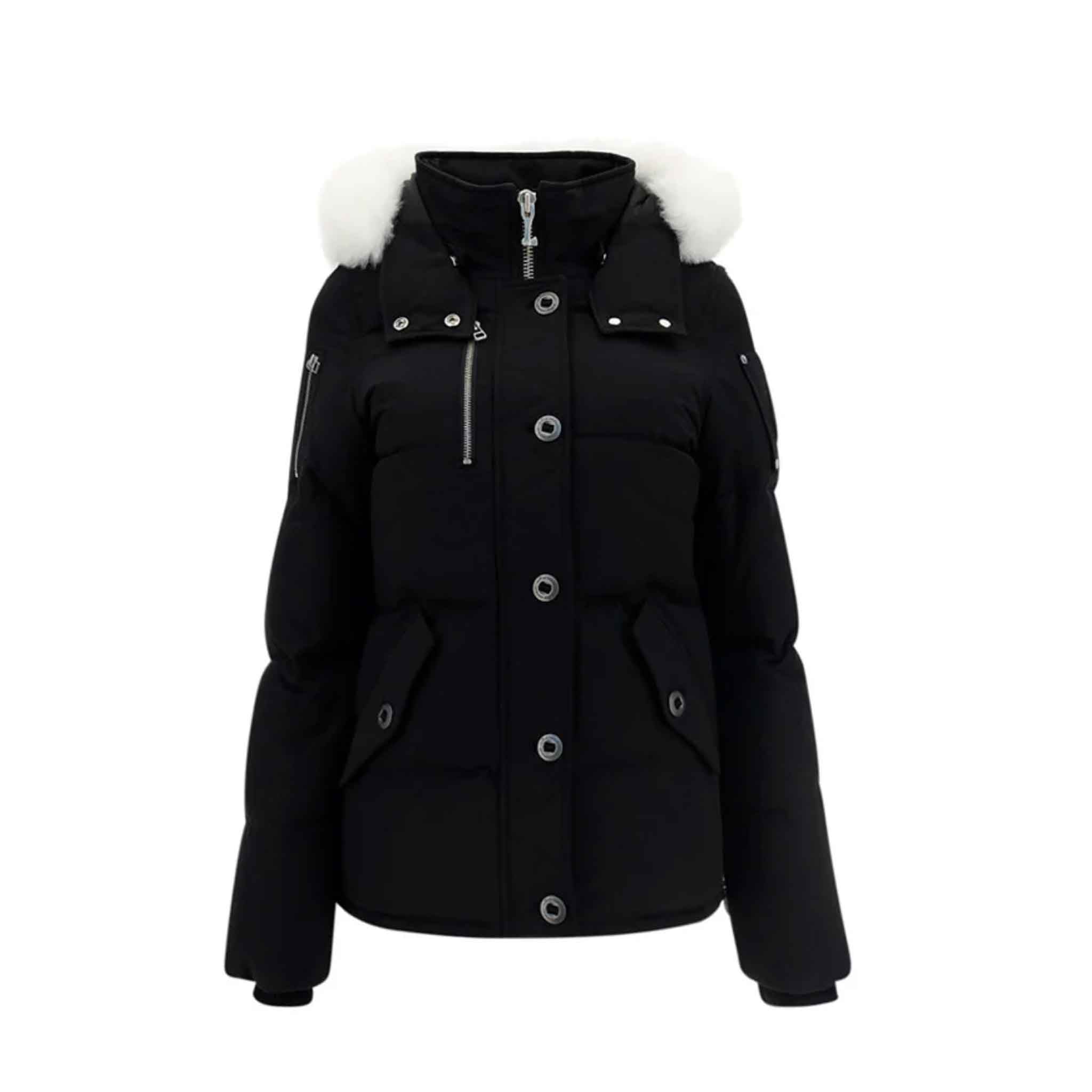 Moose Knuckles Womens 3Q Jacket in Black/ Natural Fox Fur