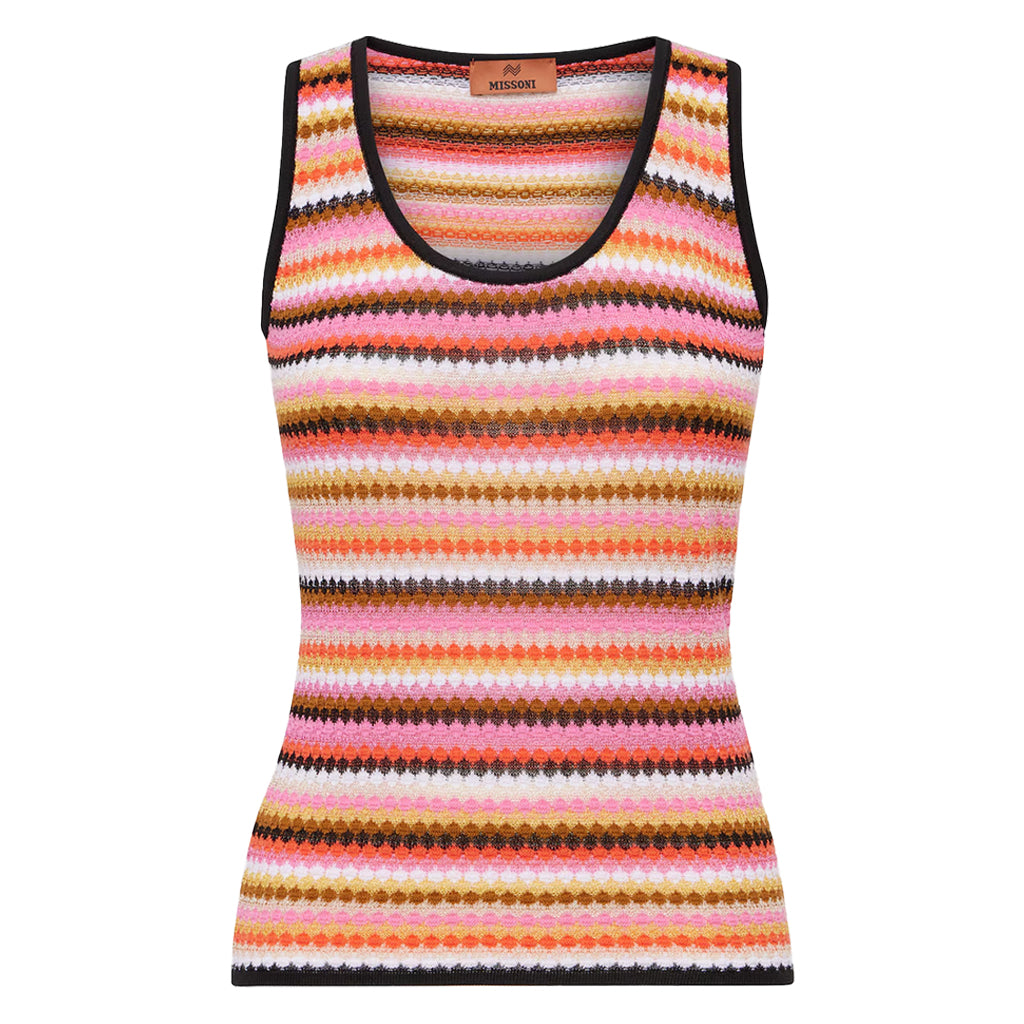 Missoni Crochet Knit Striped Tank Top