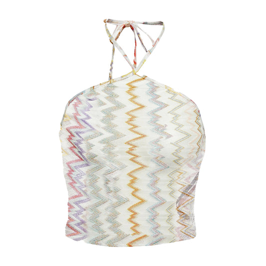 Missoni Mountain Lace Lamé Cover Up Top Chevron Resort