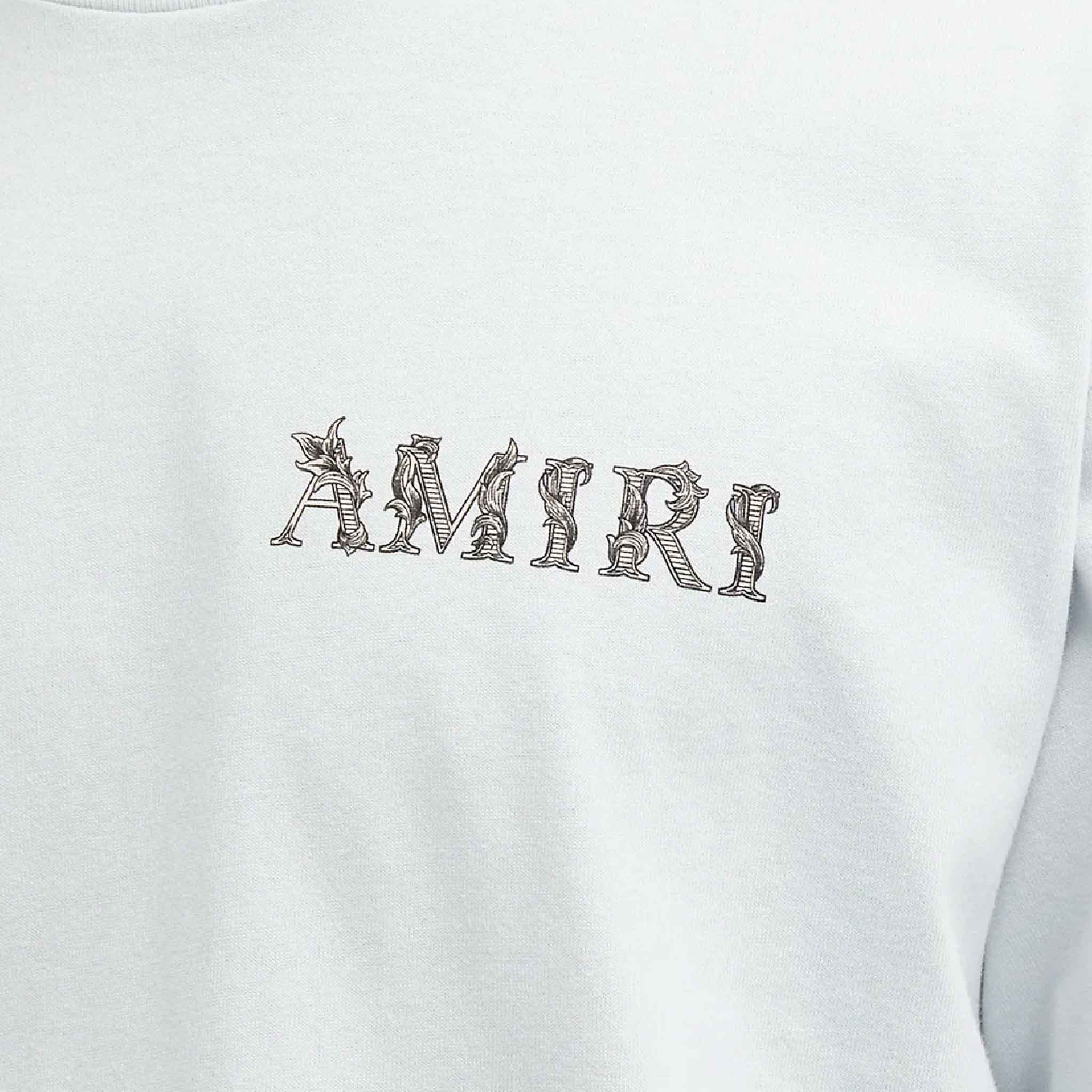 Amiri Baroque Logo T-Shirt in Gray Dawn