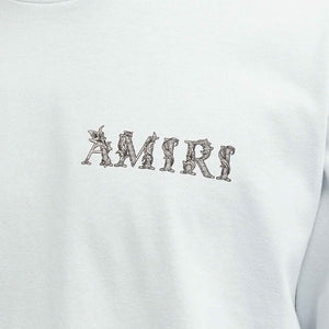 Amiri Baroque Logo T-Shirt in Gray Dawn