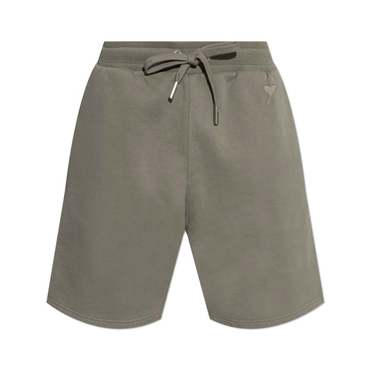 AMI Paris Tonal Logo Embroidered Sweatshorts in Smoked Grey