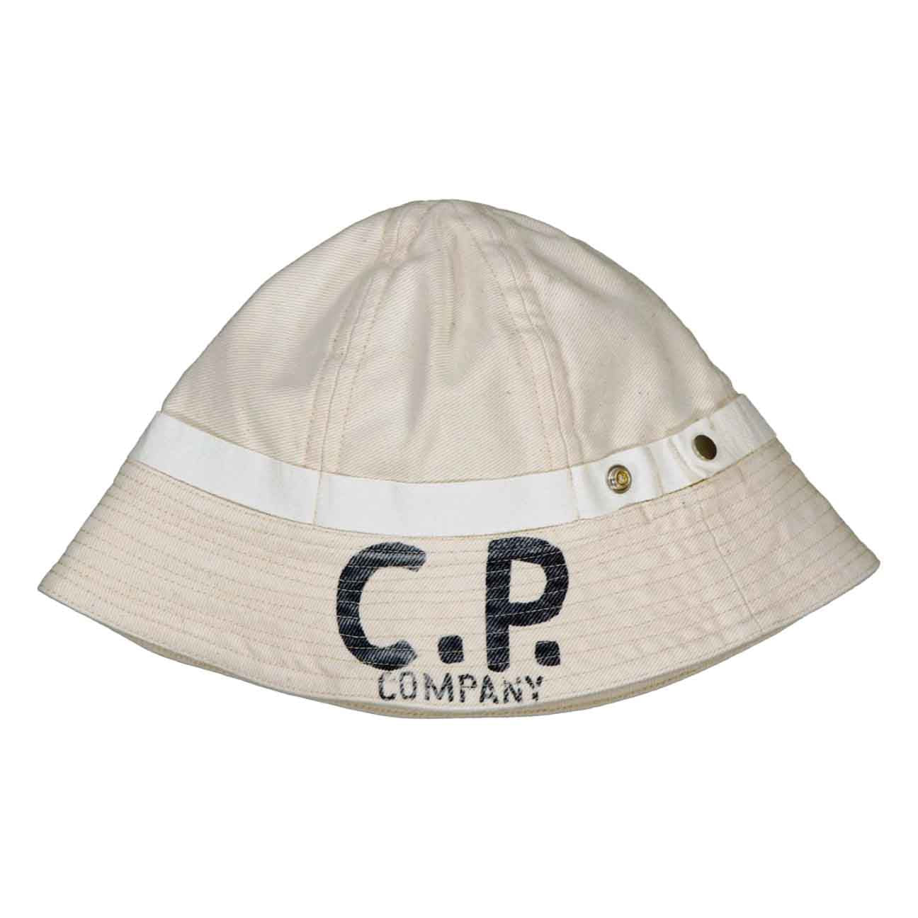 C.P. Company Cotton Twill Bucket Hat in Ecru