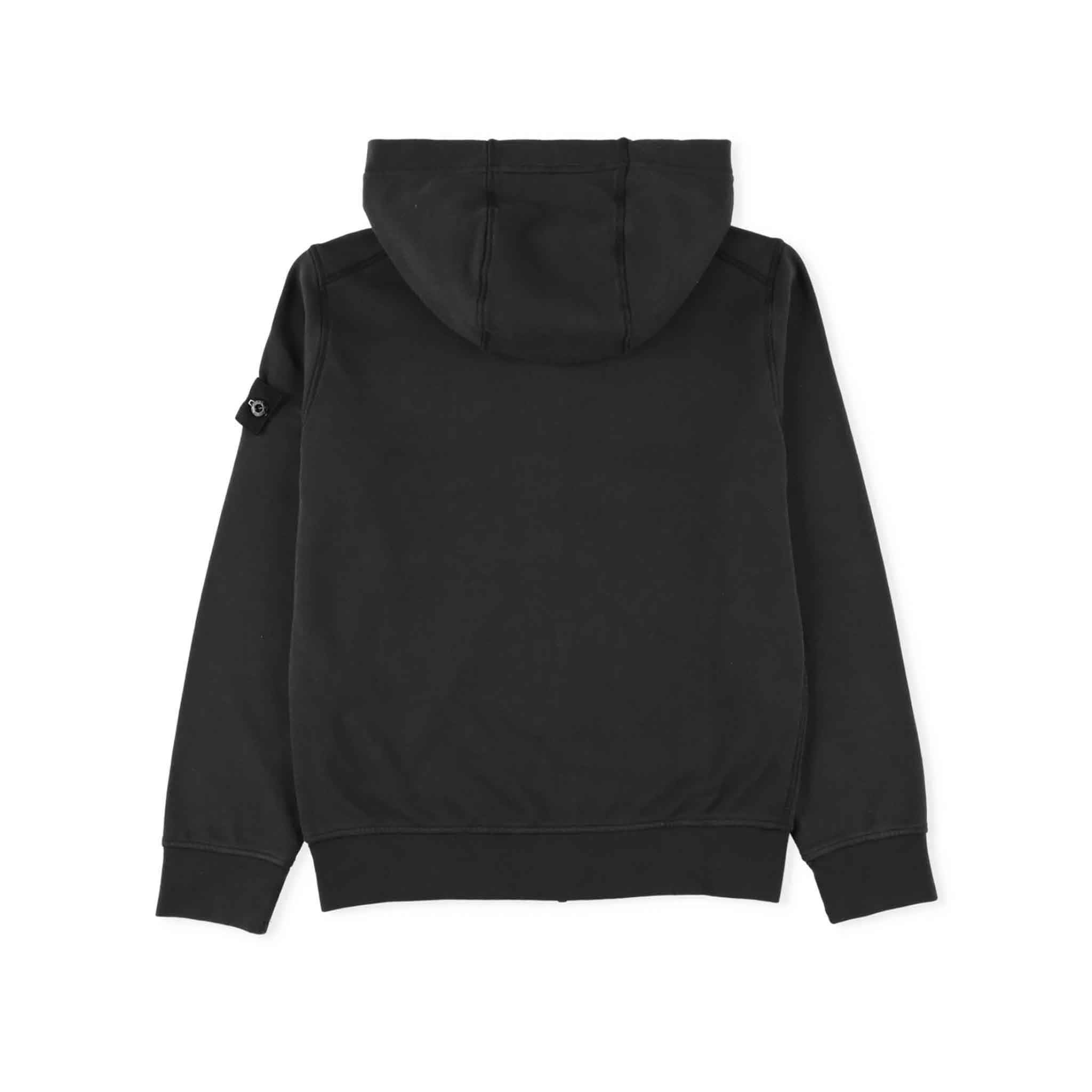 Stone Island Junior Zipped Hooded Sweatshirt in Black