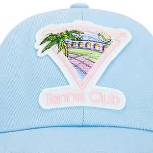 Casablanca Tennis Club Icon Embroidered Cap in Pale Blue Twill