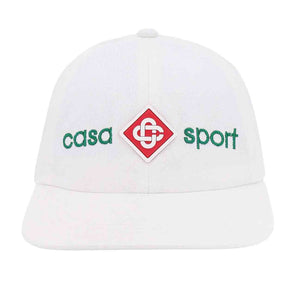 Casablanca Casa Sport Icon Embroidered Cap in Off White Twill