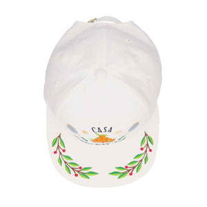 Casablanca Casa Way Laurel Embroidered Cap in White Twill
