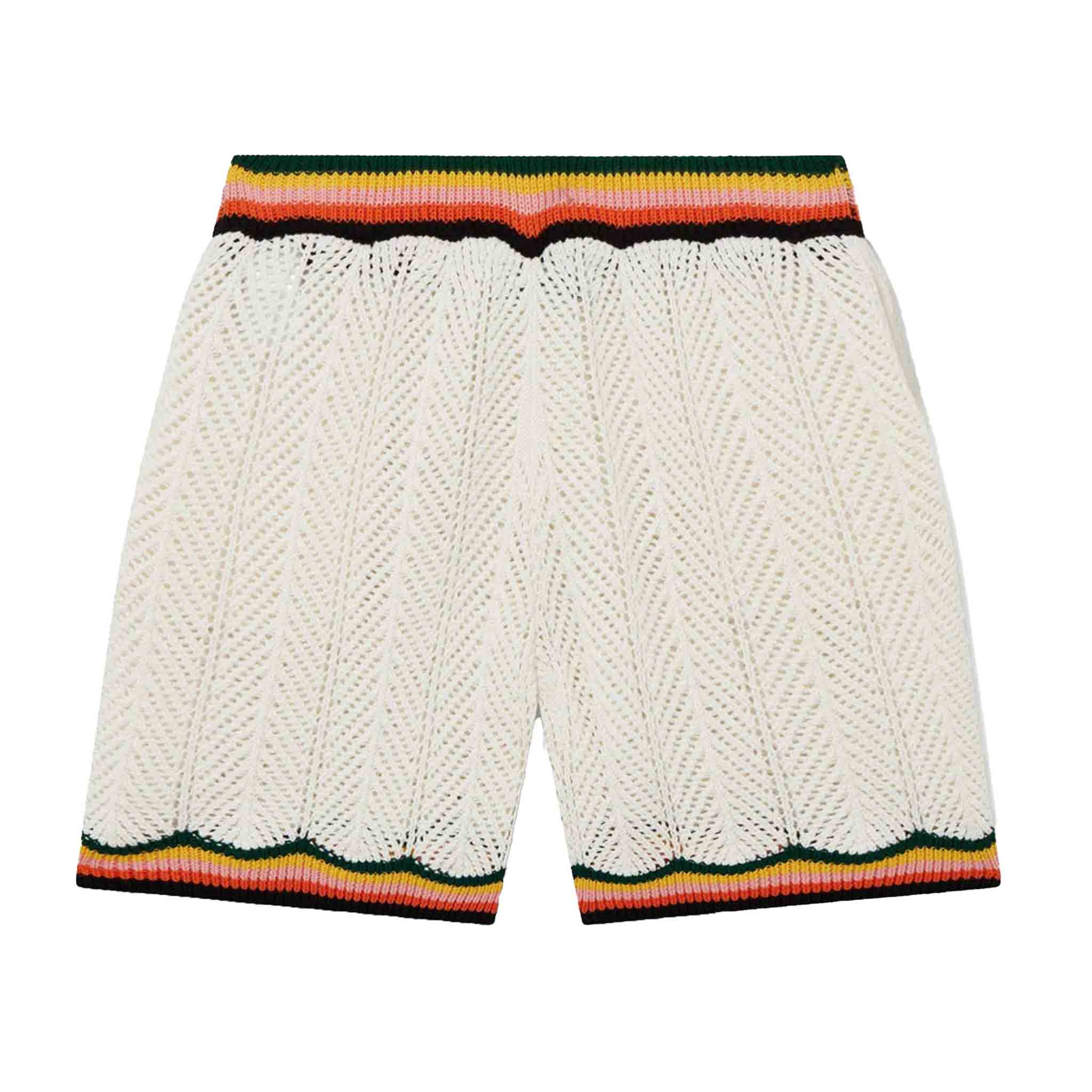 Casablanca Chevron Lace Shorts in White