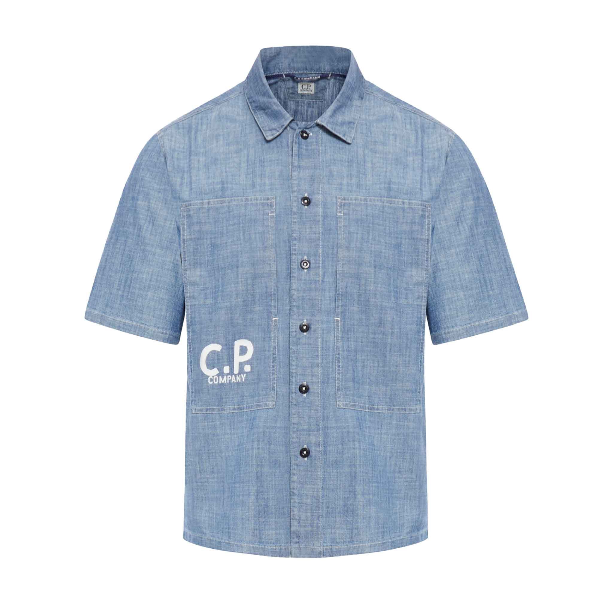 C.P. Company Chambray Short Sleeved Logo Shirt