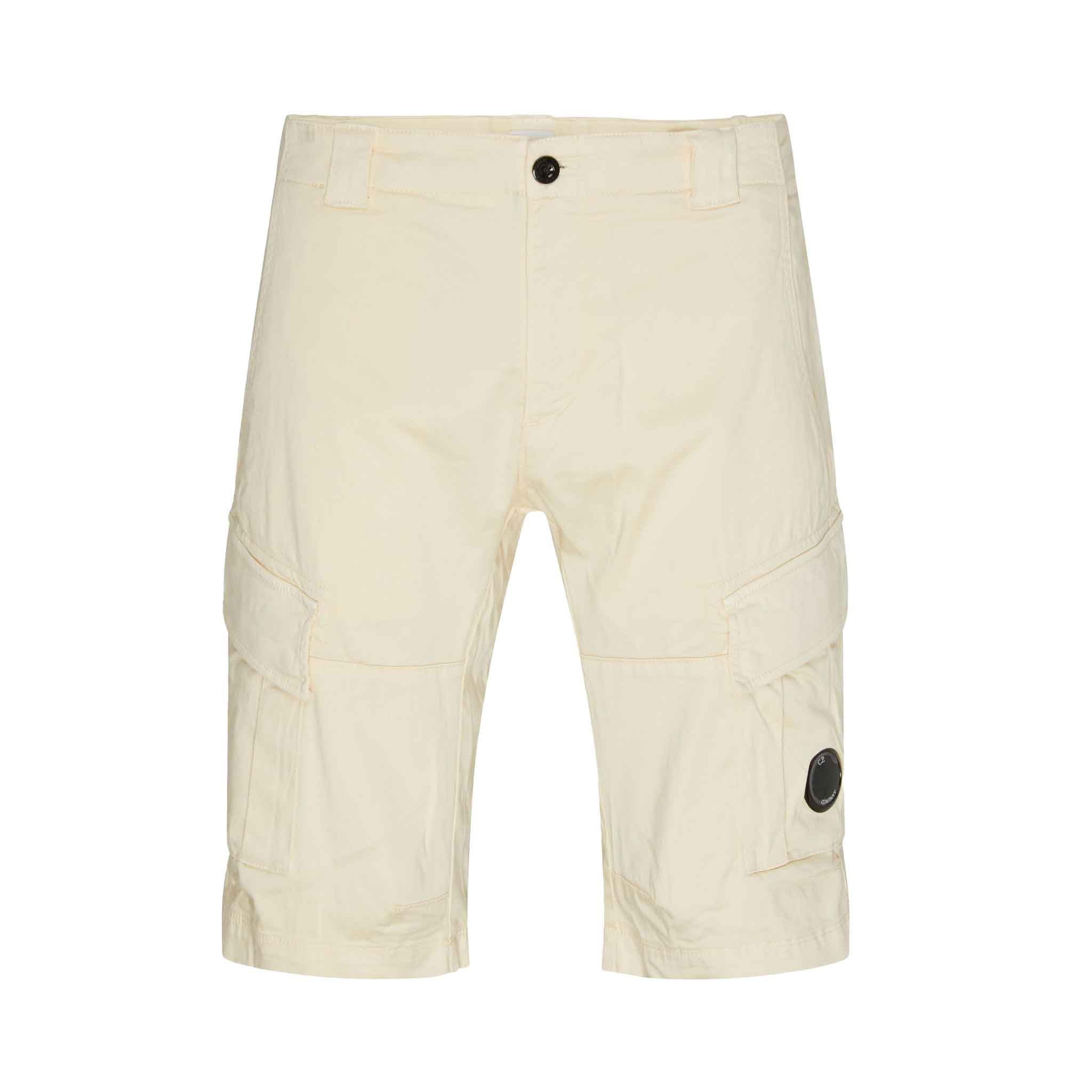 C.P. Company Stretch Sateen Cargo Shorts in Pistachio Shell