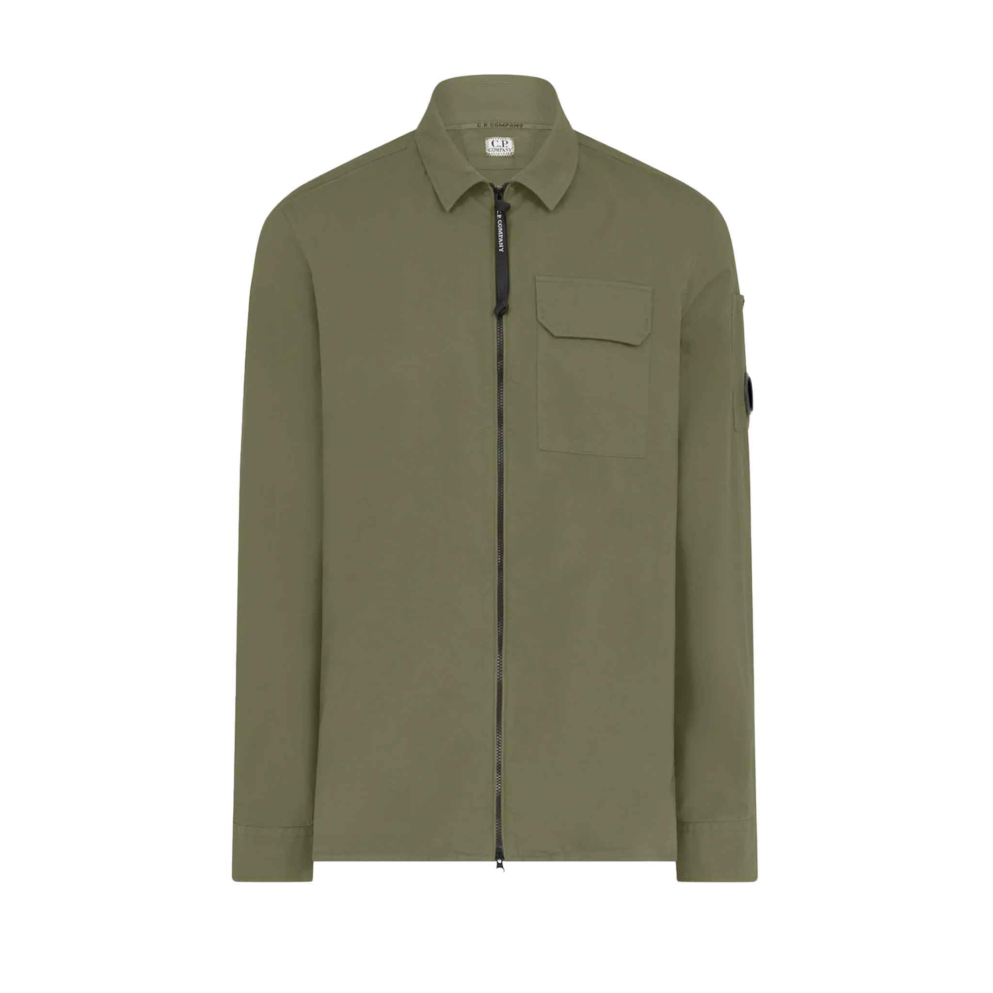 C.P. Company Gabardine Zipped Shirt in Agave Green